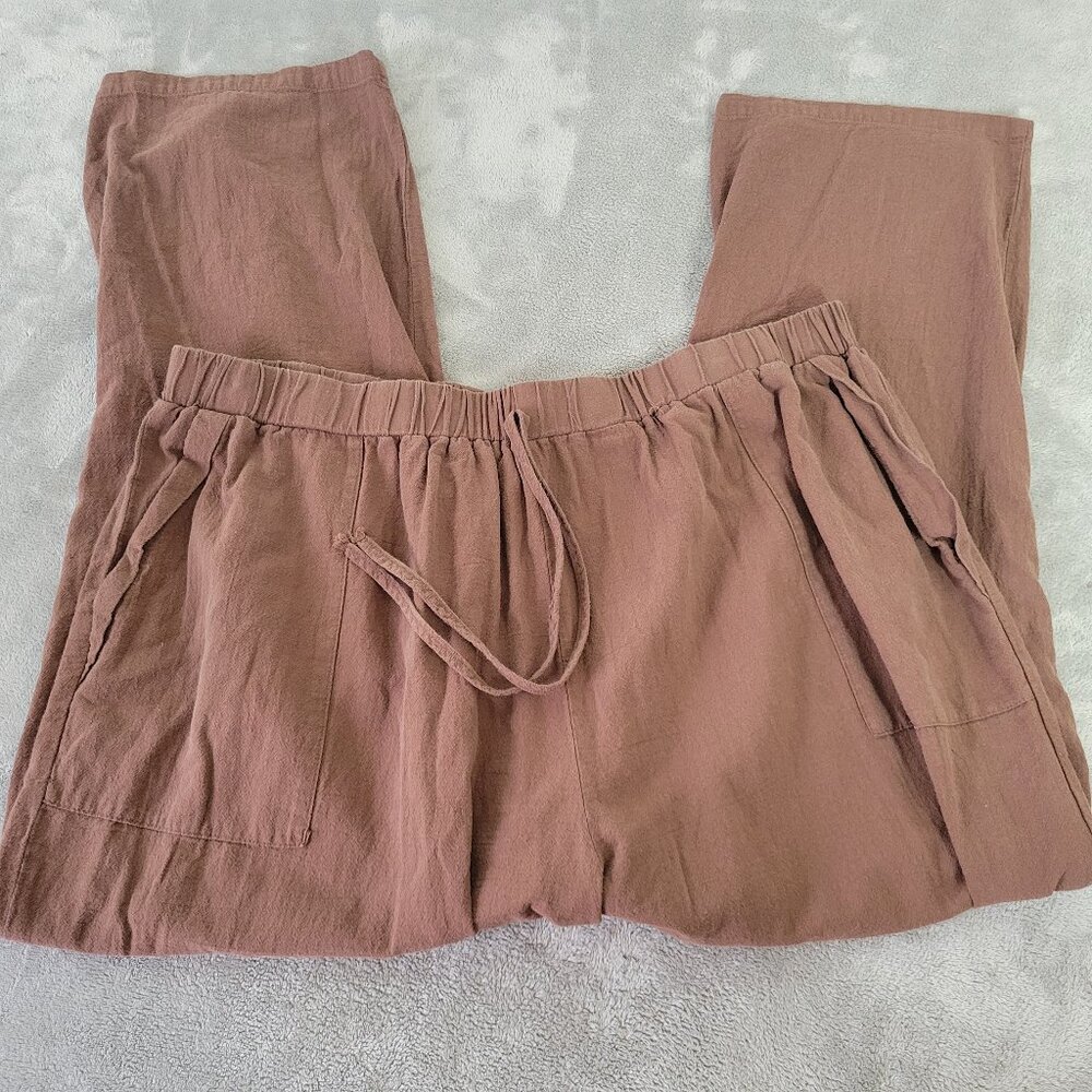 Emery Rose Women's Pants 4XL Brown Cotton Straight Leg Cropped BRO4E